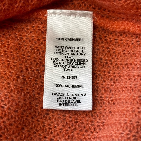 Vineyard Vines Tequila Sunrise Size M Crew Neck Cashmere Sweater Peach Coral - Picture 3 of 11